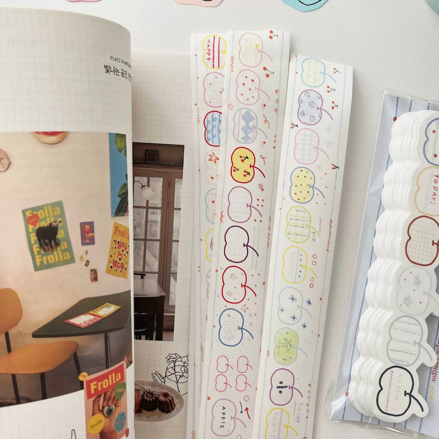 Washi Tape - Apple & Red Lines