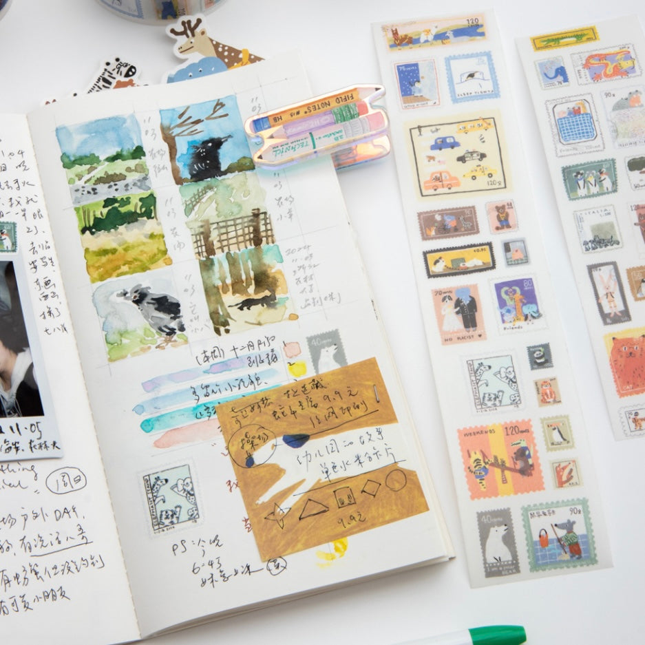 Die-Cut Sticker Roll - Animal Stamps