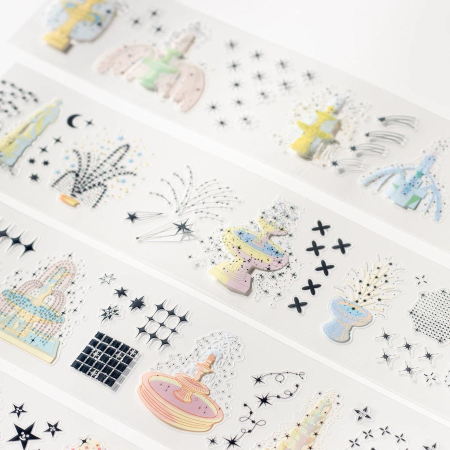 Die-Cut Sticker Roll - Fountain Star