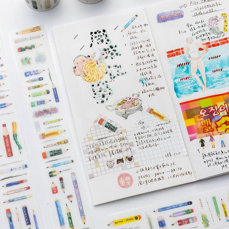 Die-Cut Sticker Roll - Little Pencils