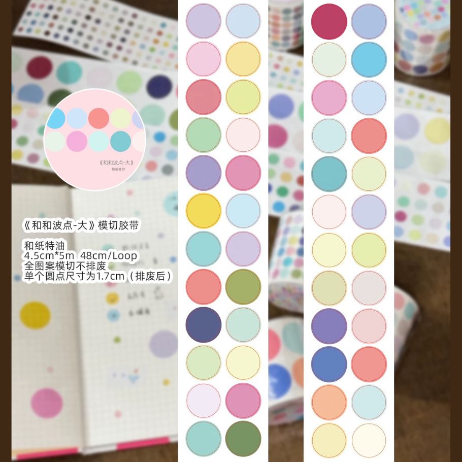Die-Cut Washi Sticker Roll - Polka Dots