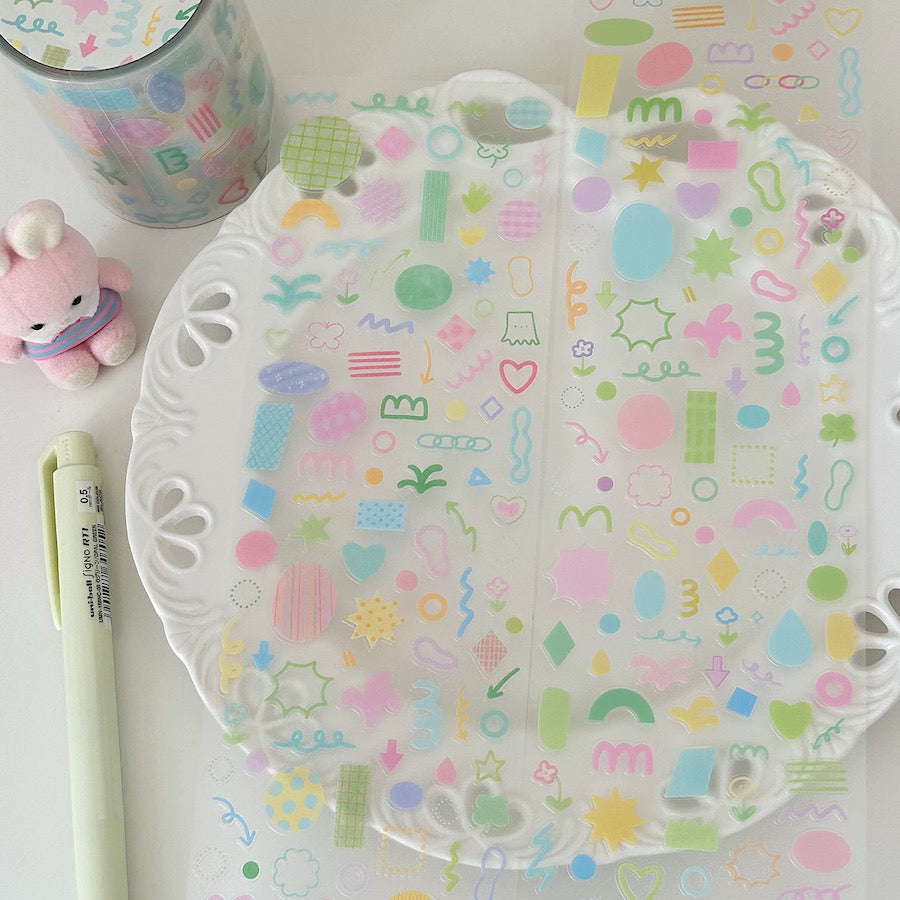 Die-Cut PET Sticker Roll - Decoration & Dot