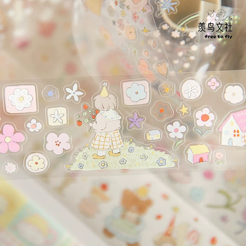 Die-Cut Sticker Roll vol.8 - Strawberry Cake Pop & Petal Companions