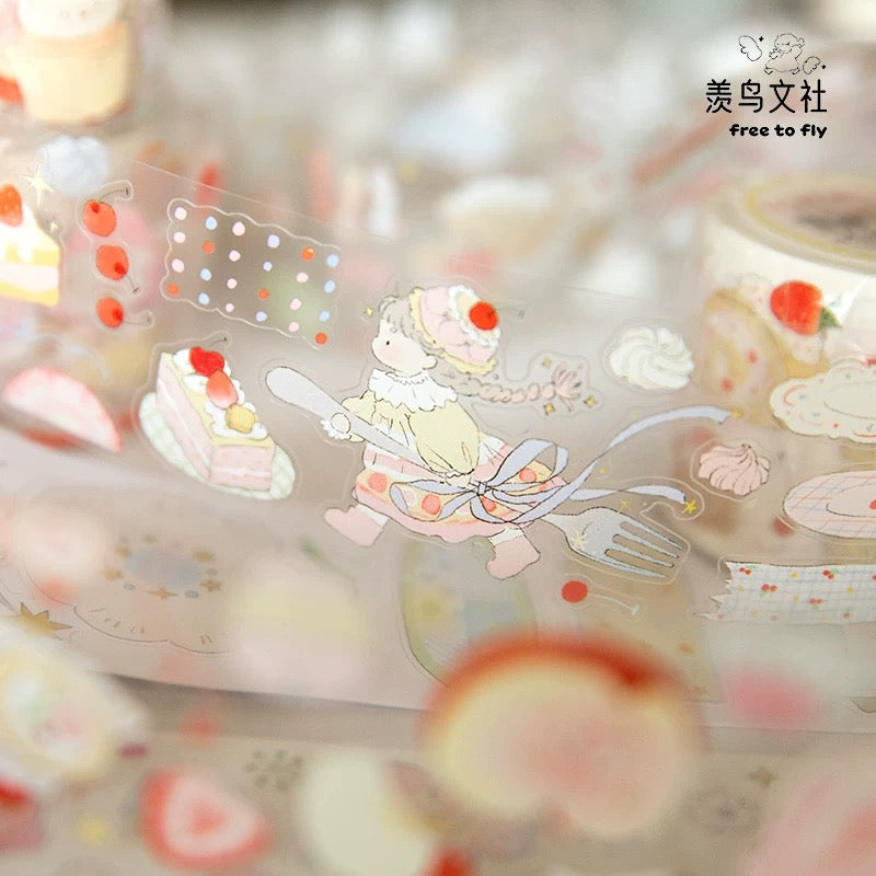 Die-Cut Sticker Roll vol.8 - Strawberry Cake Pop & Petal Companions
