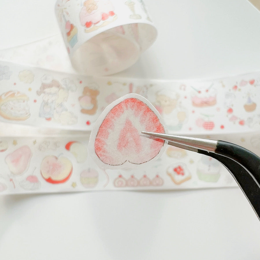 Die-Cut Sticker Roll vol.8 - Strawberry Cake Pop & Petal Companions