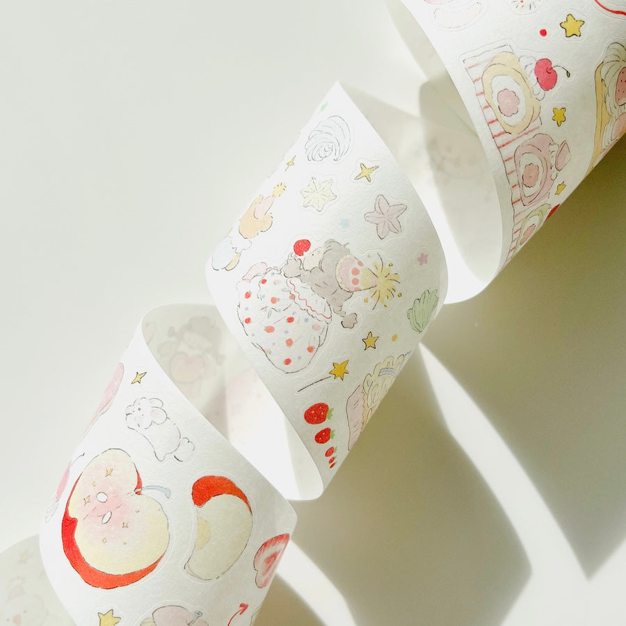 Die-Cut Sticker Roll vol.8 - Strawberry Cake Pop & Petal Companions