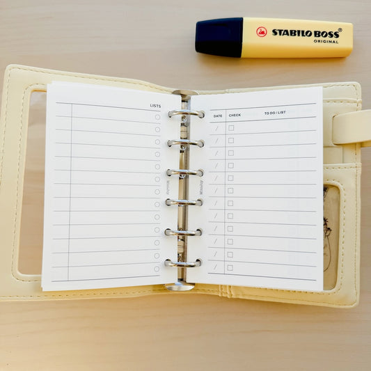 6-Hole Loose Leaf Paper Refills - List - A7 Size