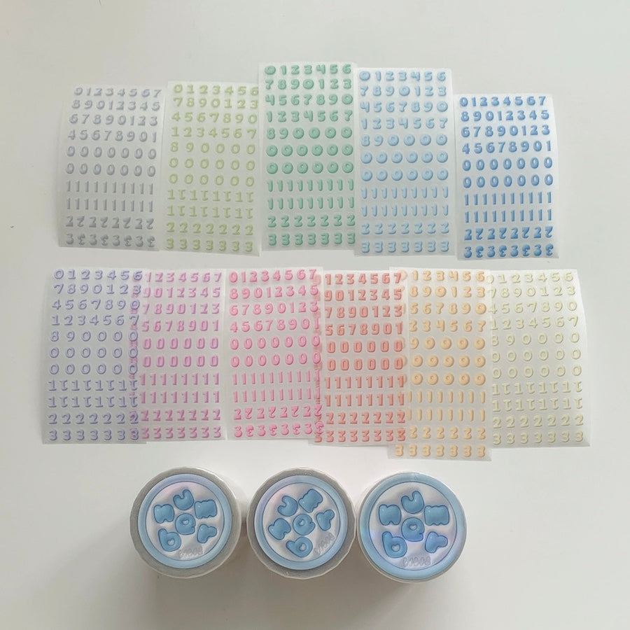 Die-Cut Sticker Roll - Cream Numbers