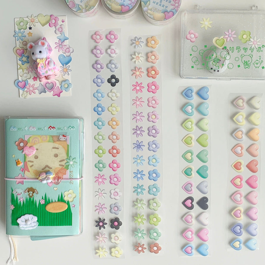 Die-Cut Sticker Roll - Flower & Heart
