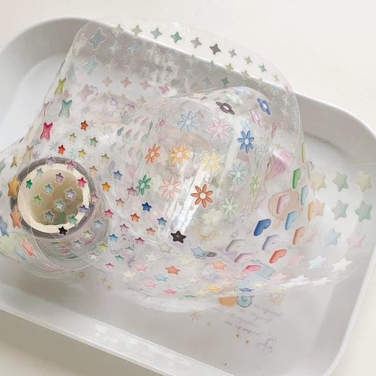 Die-Cut Sticker Roll - Flower, Heart, and Star