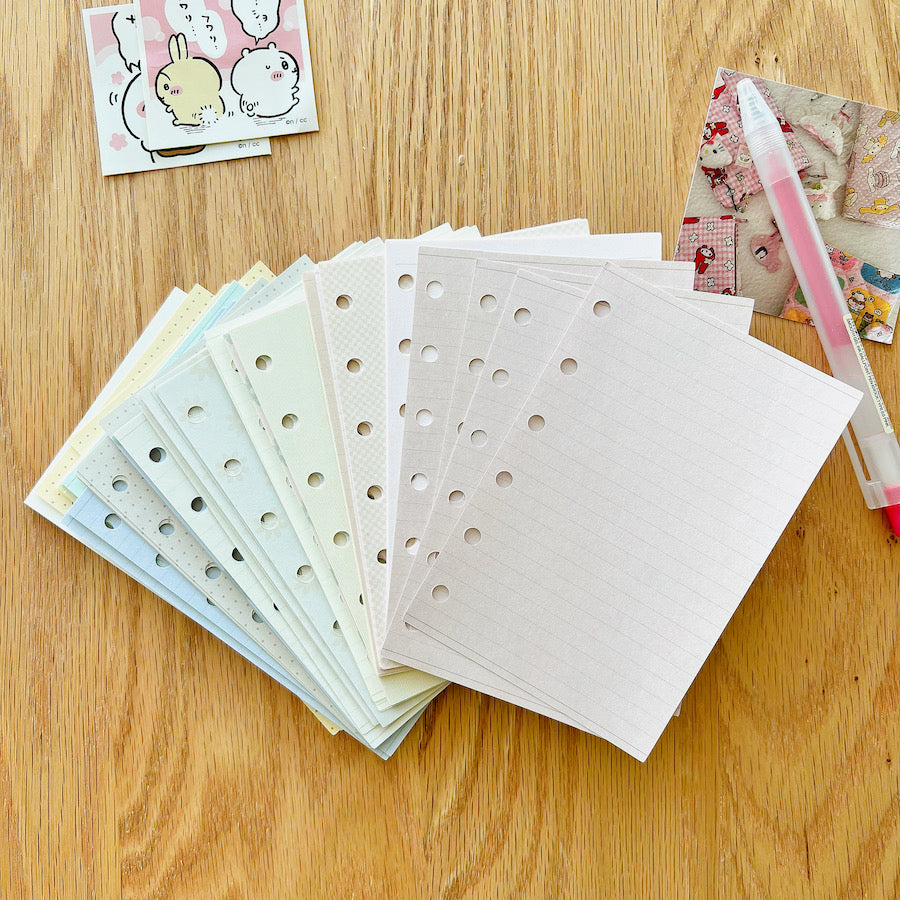 Colorful 6-Hole Loose Leaf Paper Refills - A7 Size