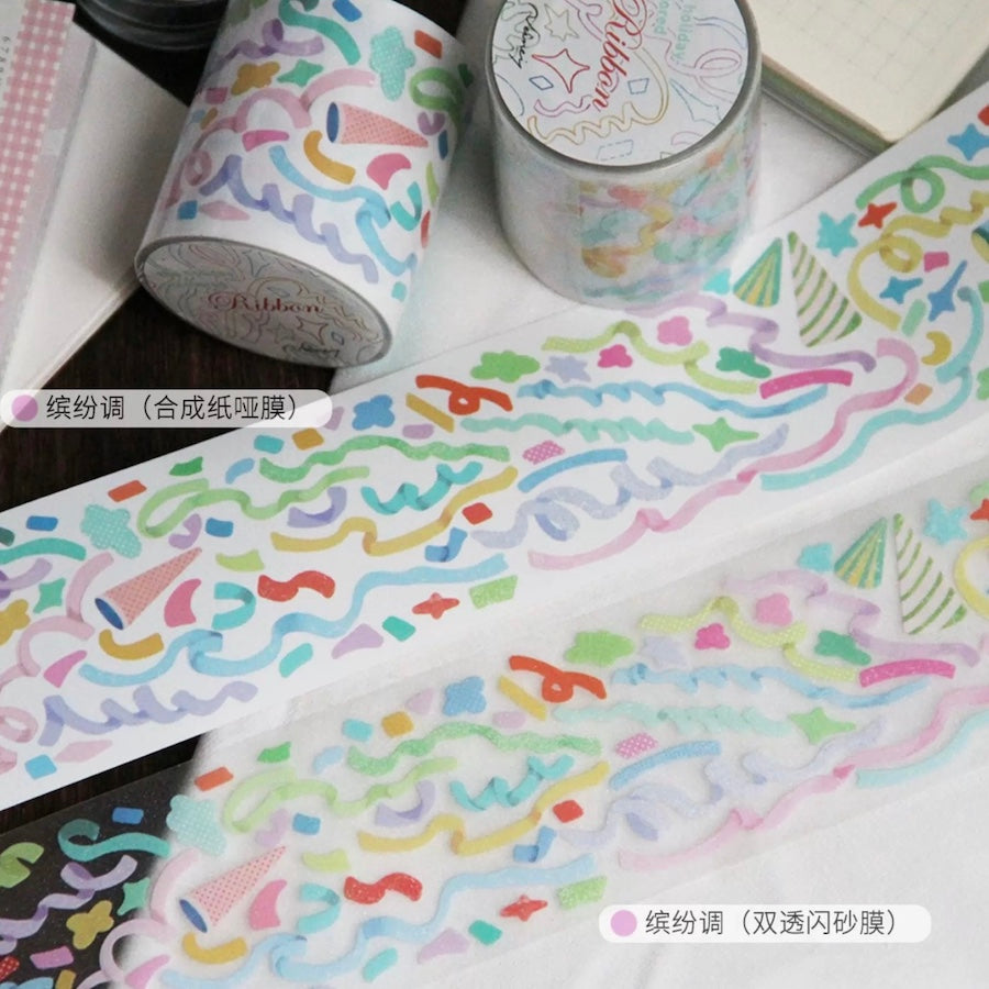 Die-Cut Sticker Roll - Party Streamers