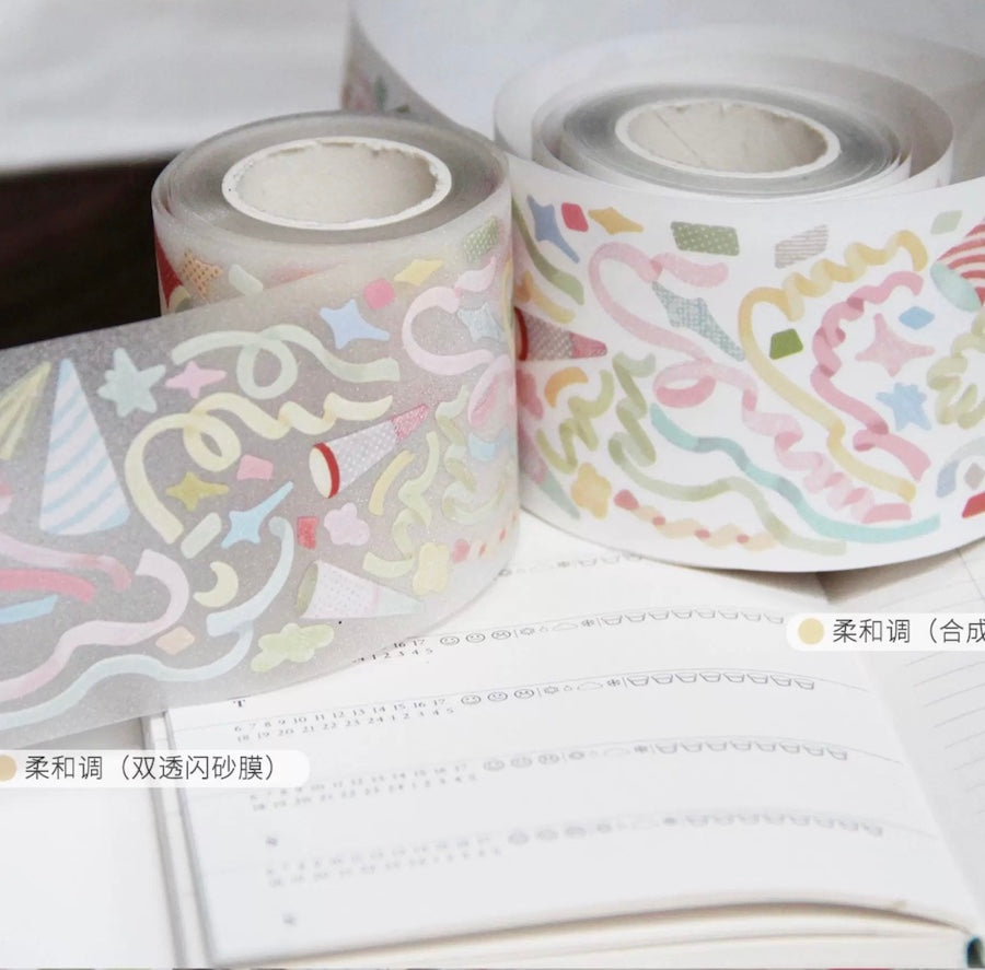 Die-Cut Sticker Roll - Party Streamers