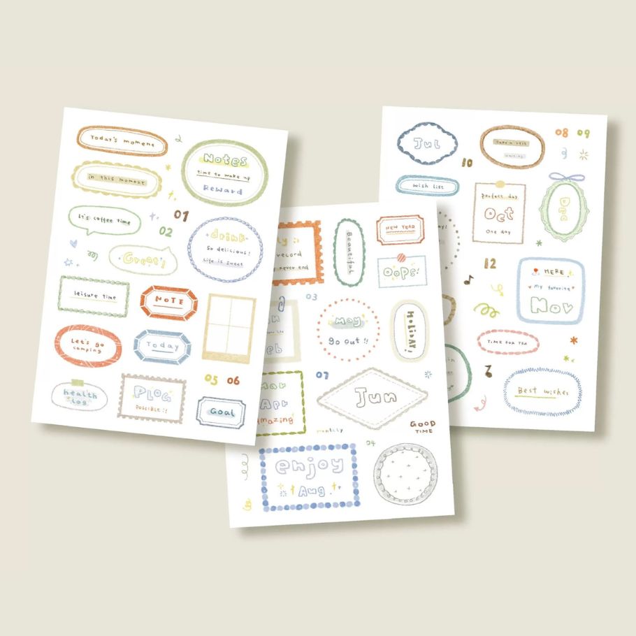 Orange Studio Die-Cut Sticker Sheets - Frames & Writing Memo
