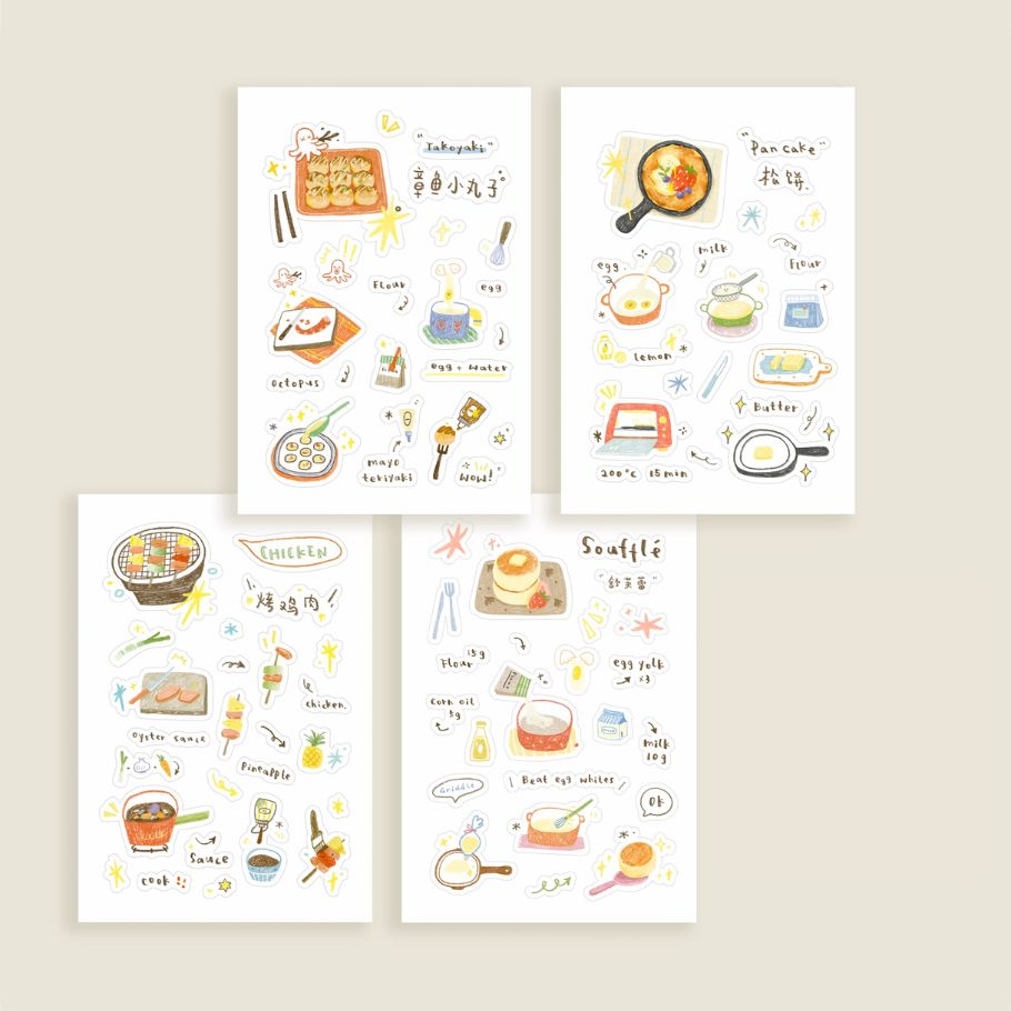 Die-Cut Sticker Sheets - Food & Little Dots