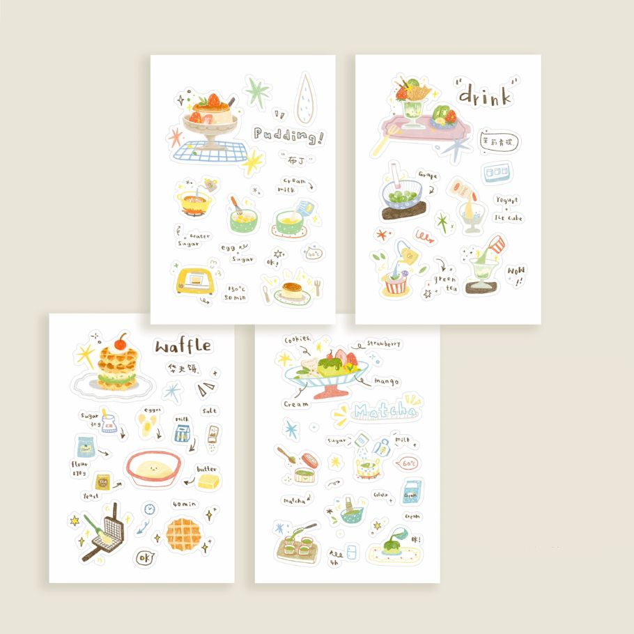Die-Cut Sticker Sheets - Food & Little Dots