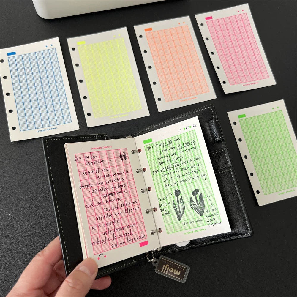 Neon Loose Leaf Paper Refills - A7 & M5 Size