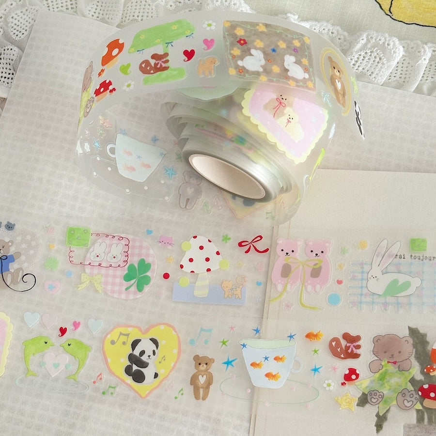 Die-Cut Sticker Roll - Pet Tea Party