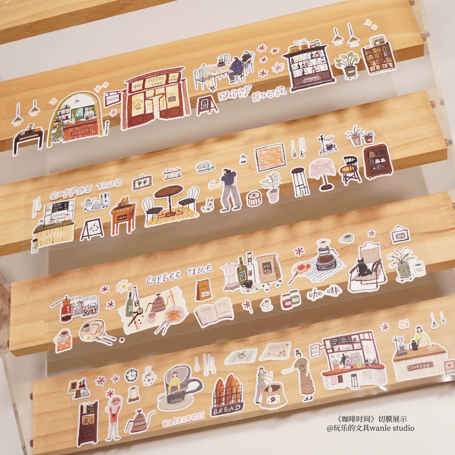 Die-Cut Sticker Roll - Coffee Time