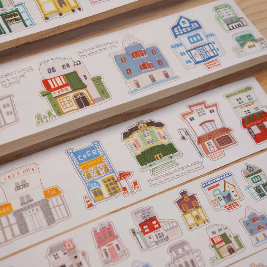 Die-Cut Sticker Roll - Cozy Street Houses