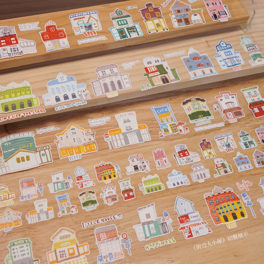 Die-Cut Sticker Roll - Cozy Street Houses