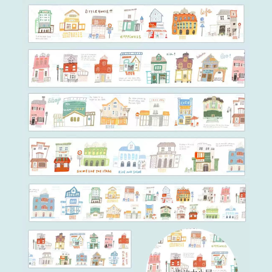 Die-Cut Sticker Roll - Cozy Street Houses