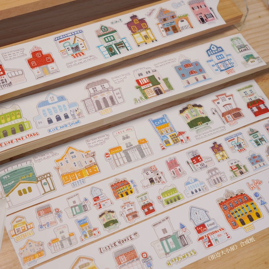 Die-Cut Sticker Roll - Cozy Street Houses