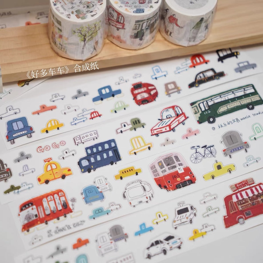 Die-Cut Sticker Roll - Many Cars
