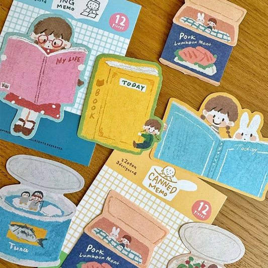 Oil Pastel Memo Pads - Reading & Canned Food