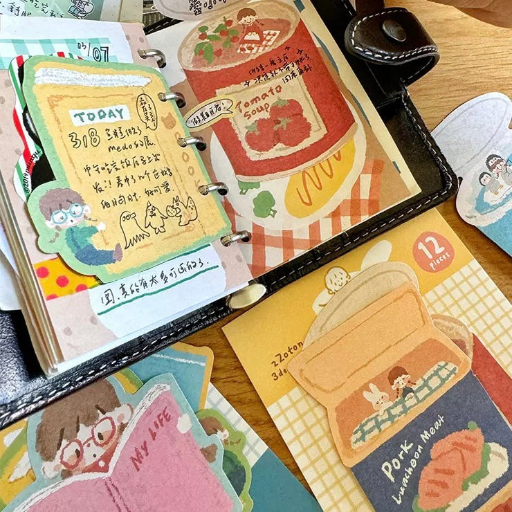 Oil Pastel Memo Pads - Reading & Canned Food