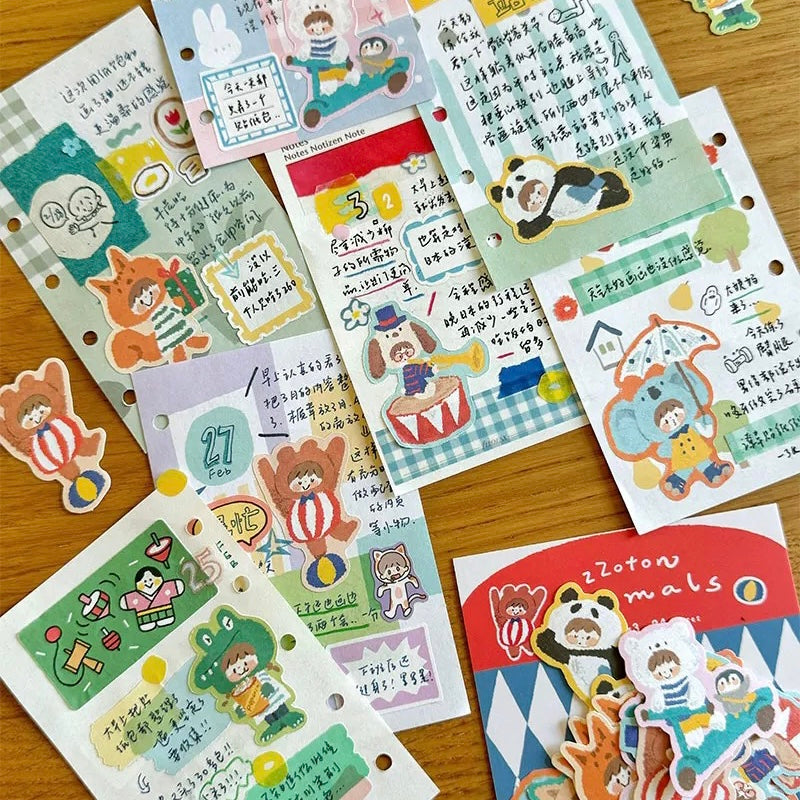 Oil Pastel Sticker Packets - Animals & Pencil