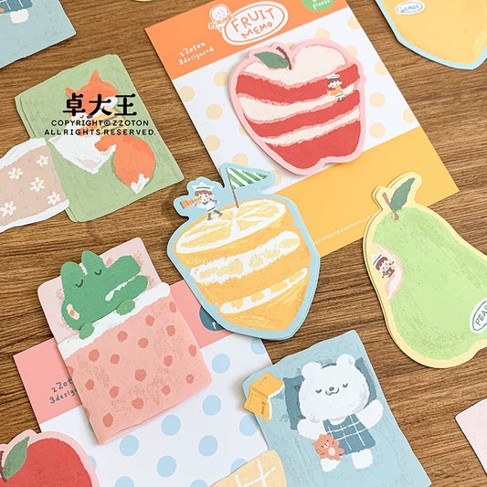 Oil Pastel Memo Pads - Fruit & Sleeping