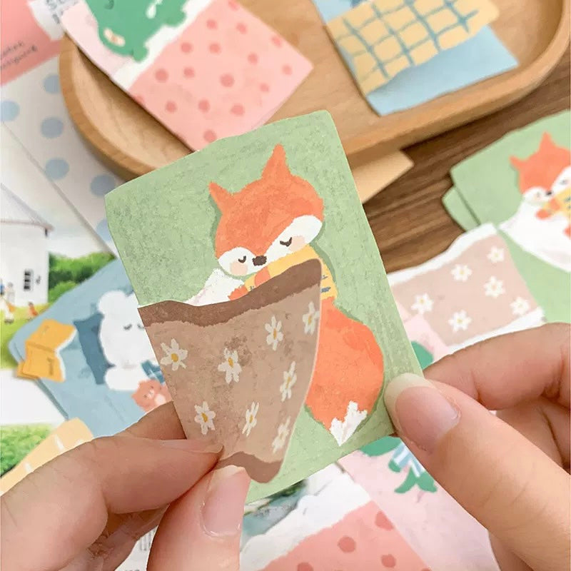Oil Pastel Memo Pads - Fruit & Sleeping