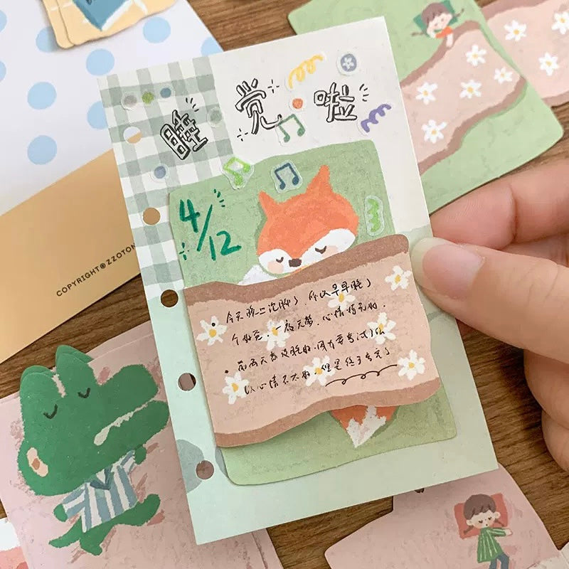 Oil Pastel Memo Pads - Fruit & Sleeping