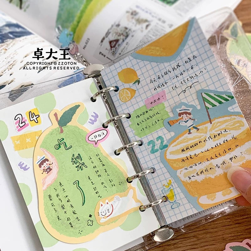 Oil Pastel Memo Pads - Fruit & Sleeping
