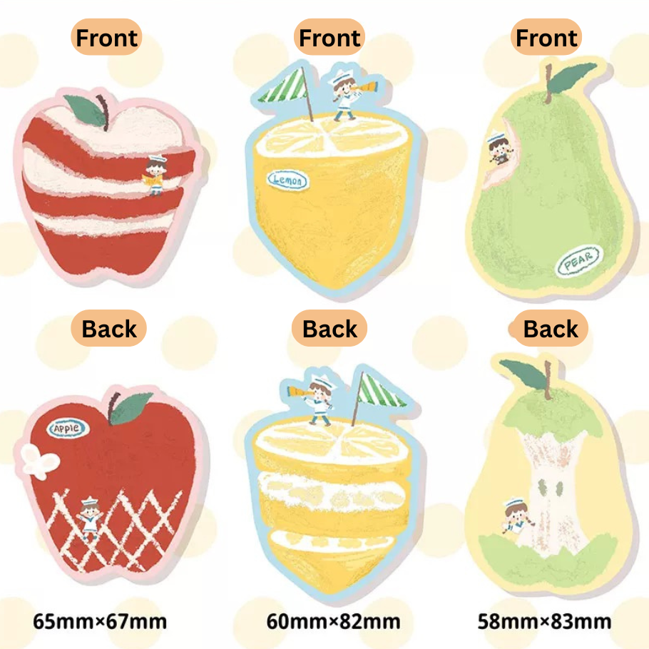 Oil Pastel Memo Pads - Fruit & Sleeping