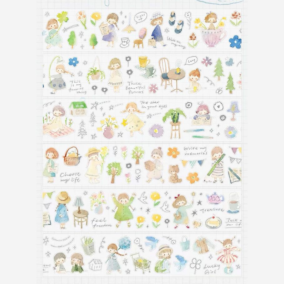 Die-Cut Sticker Roll - A Stroll in Watercolor Hues