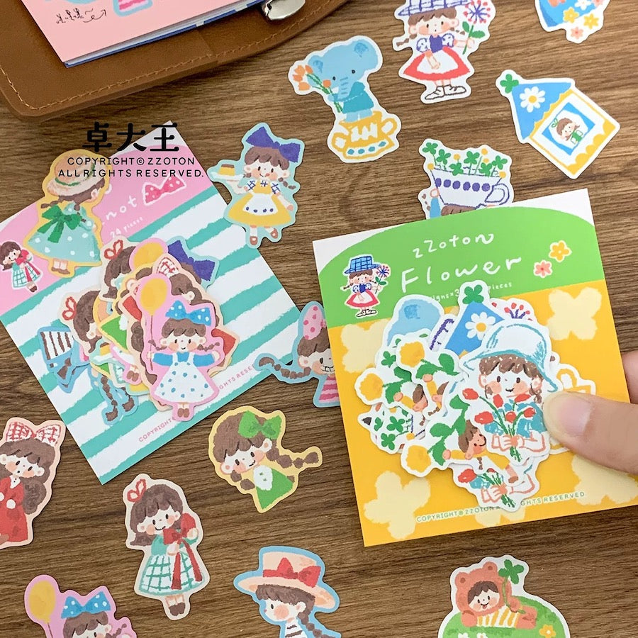 Oil Pastel Sticker Packets - Flower & Bowknot