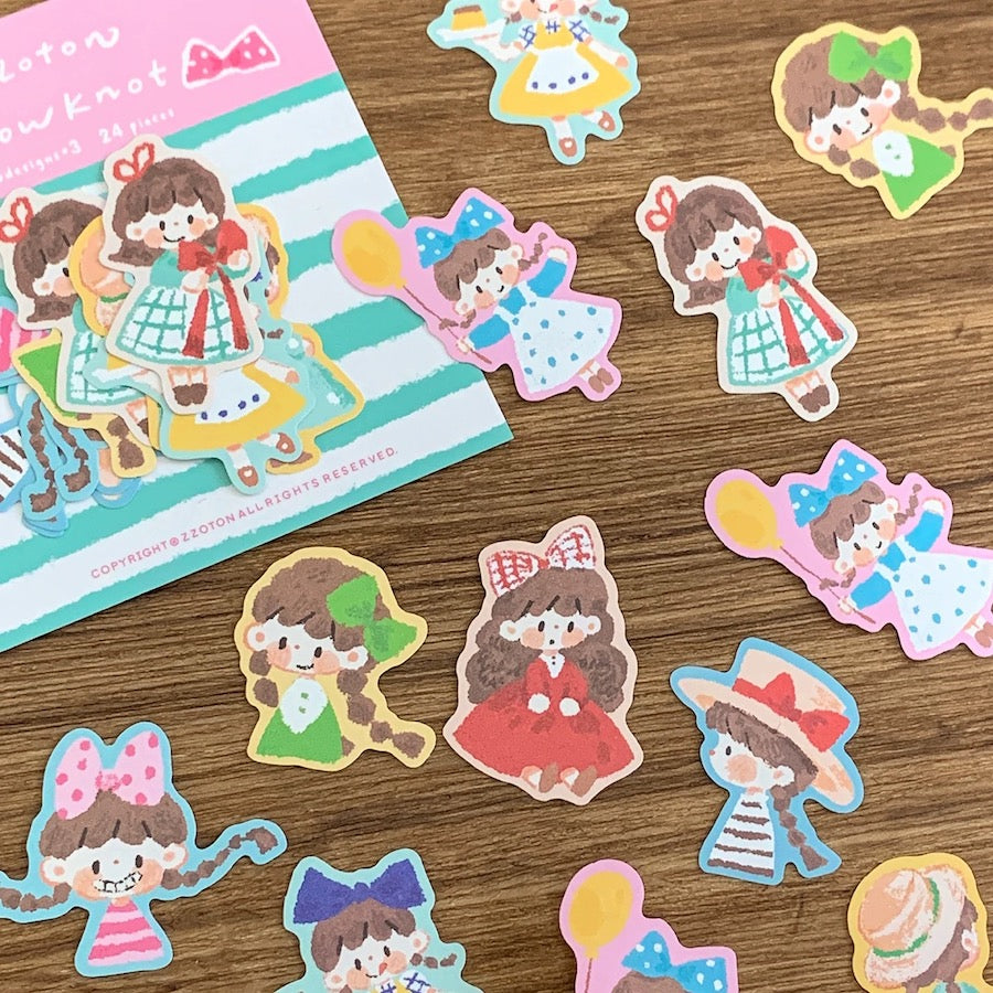 Oil Pastel Sticker Packets - Flower & Bowknot
