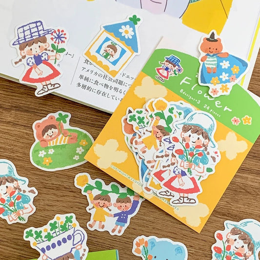 Oil Pastel Sticker Packets - Flower & Bowknot