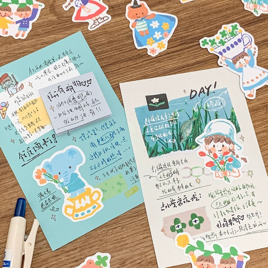 Oil Pastel Sticker Packets - Flower & Bowknot