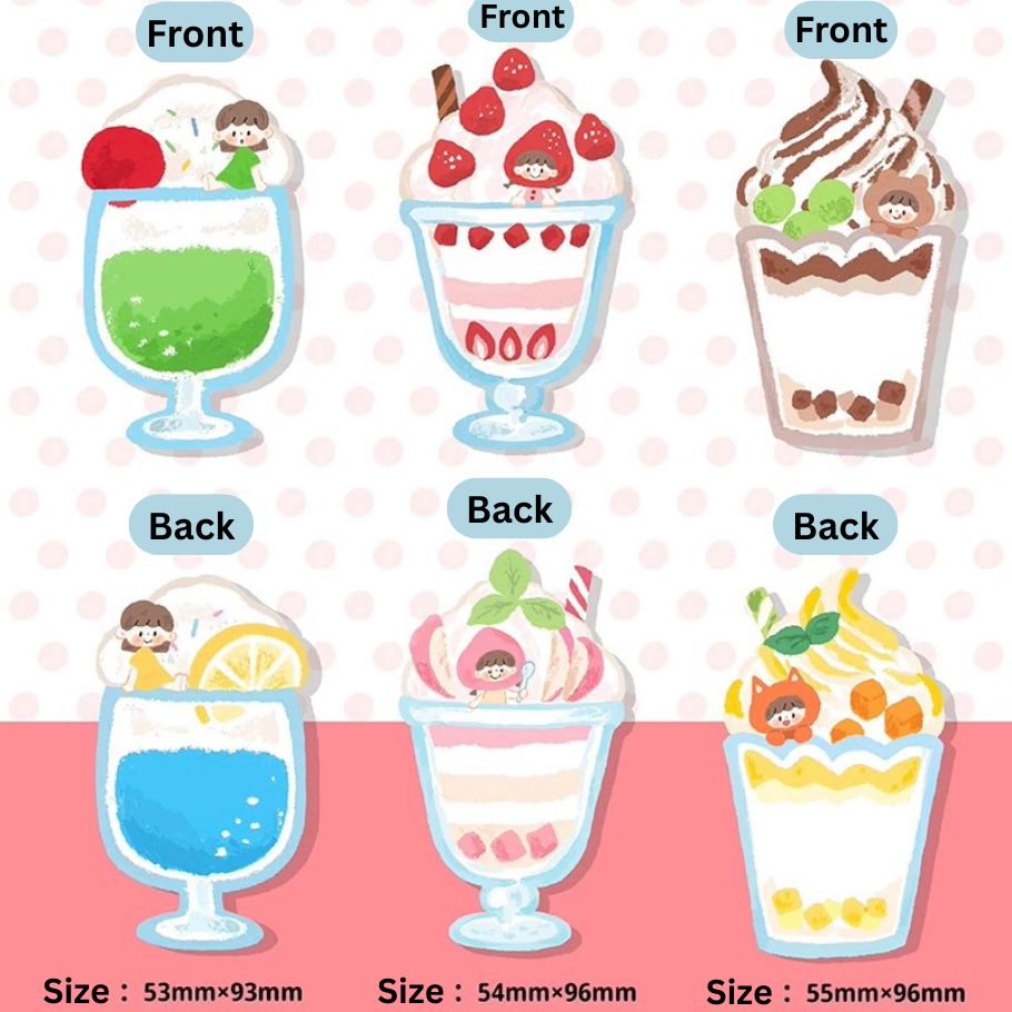 Oil Pastel Memo Pads - Cup Dessert & Bowl of Rice