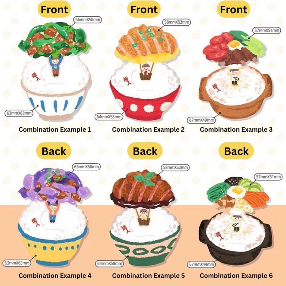 Oil Pastel Memo Pads - Cup Dessert & Bowl of Rice