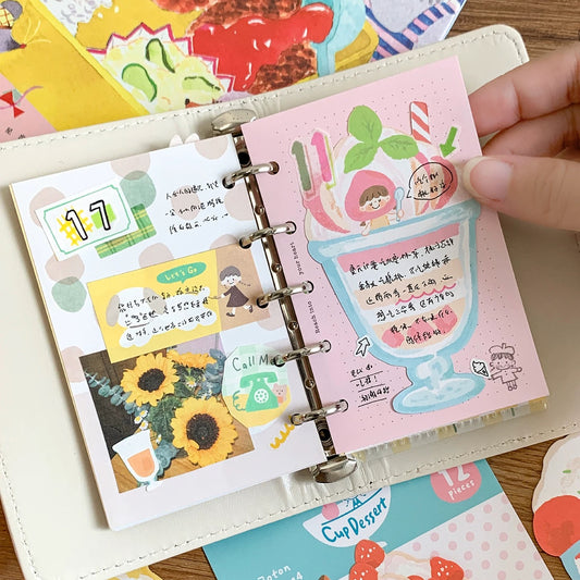 Oil Pastel Memo Pads - Cup Dessert & Bowl of Rice