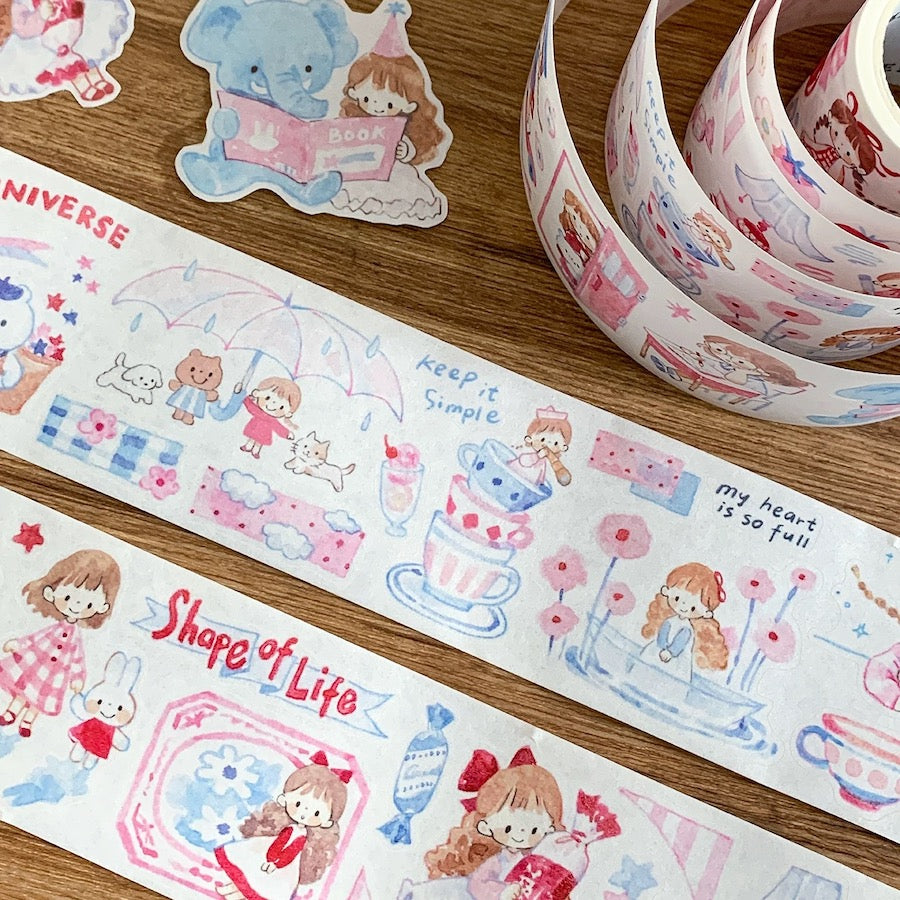 Colors Series Sticker Roll - Pink Cream White Little Blue