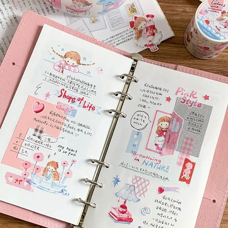 Colors Series Sticker Roll - Pink Cream White Little Blue