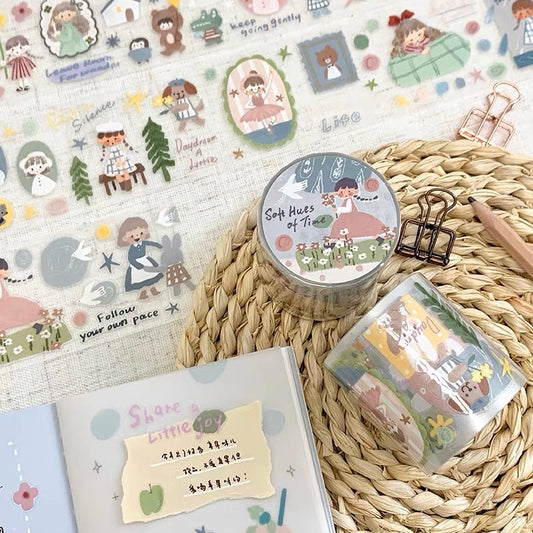 Die-Cut Sticker Roll - Soft Hues of Time
