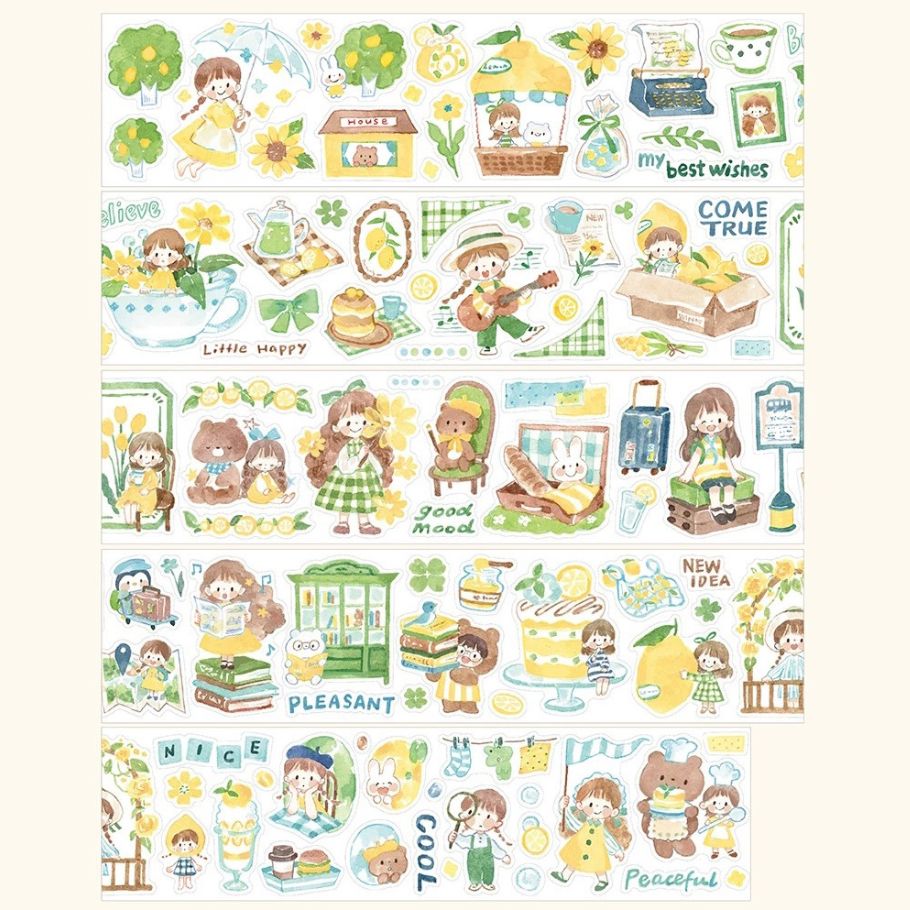 Colors Series Sticker Roll - Yellow Grass Green Blue