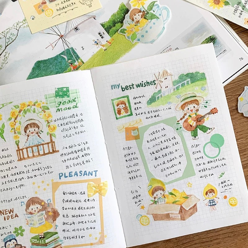 Colors Series Sticker Roll - Yellow Grass Green Blue