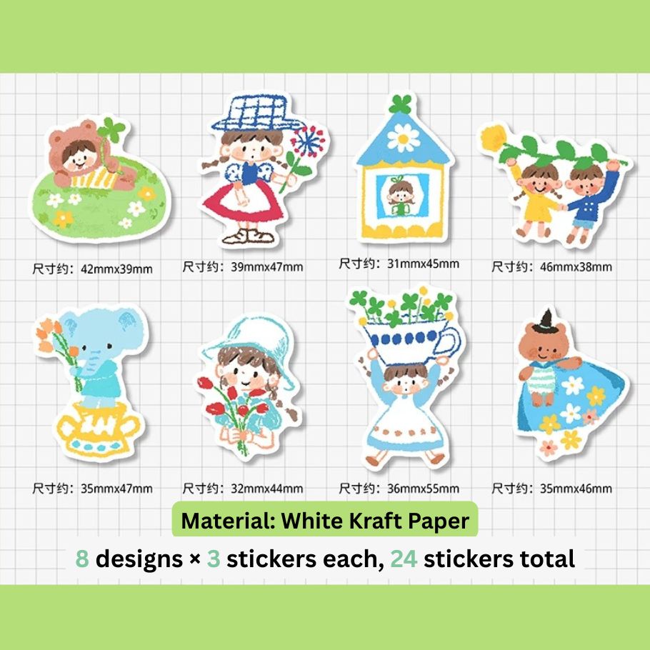 Oil Pastel Sticker Packets - Flower & Bowknot